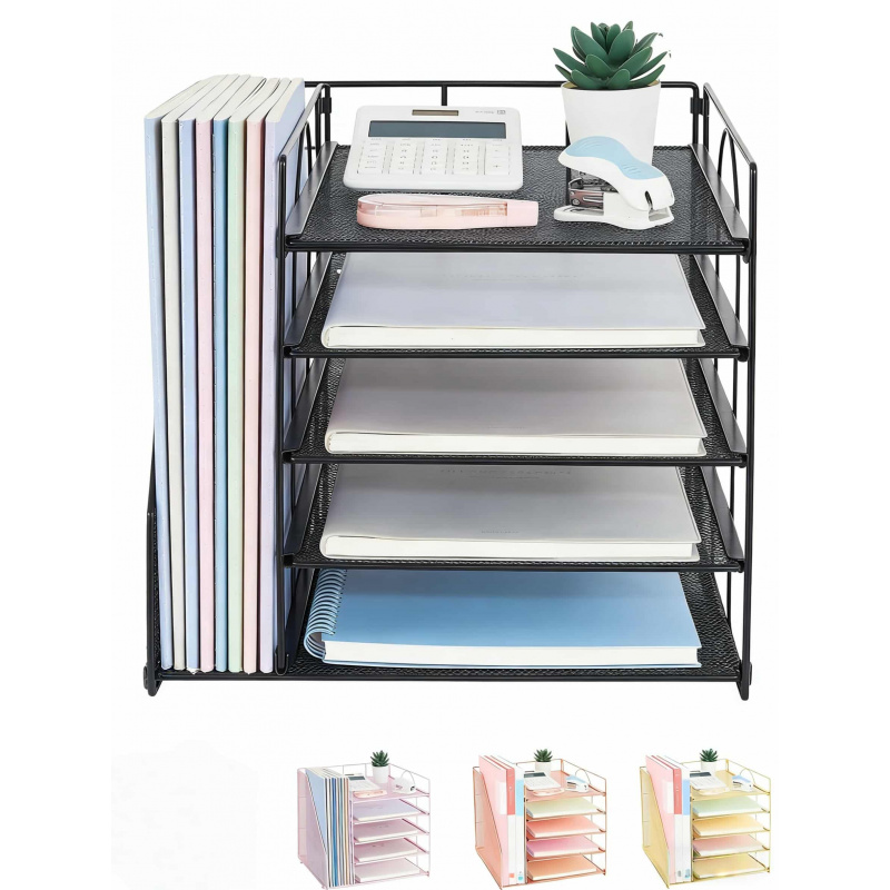 Binder Storage Box - 5-Tier Multi-Layer File Rack Office Desktop