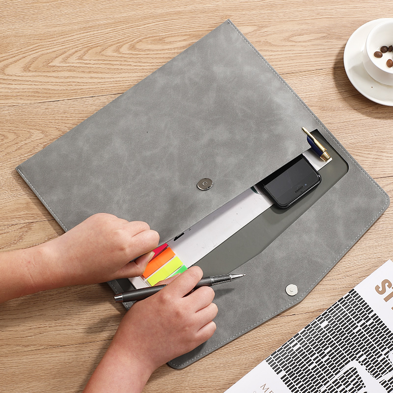 Binder Storage Box - A4 PU Leather Document Bag with